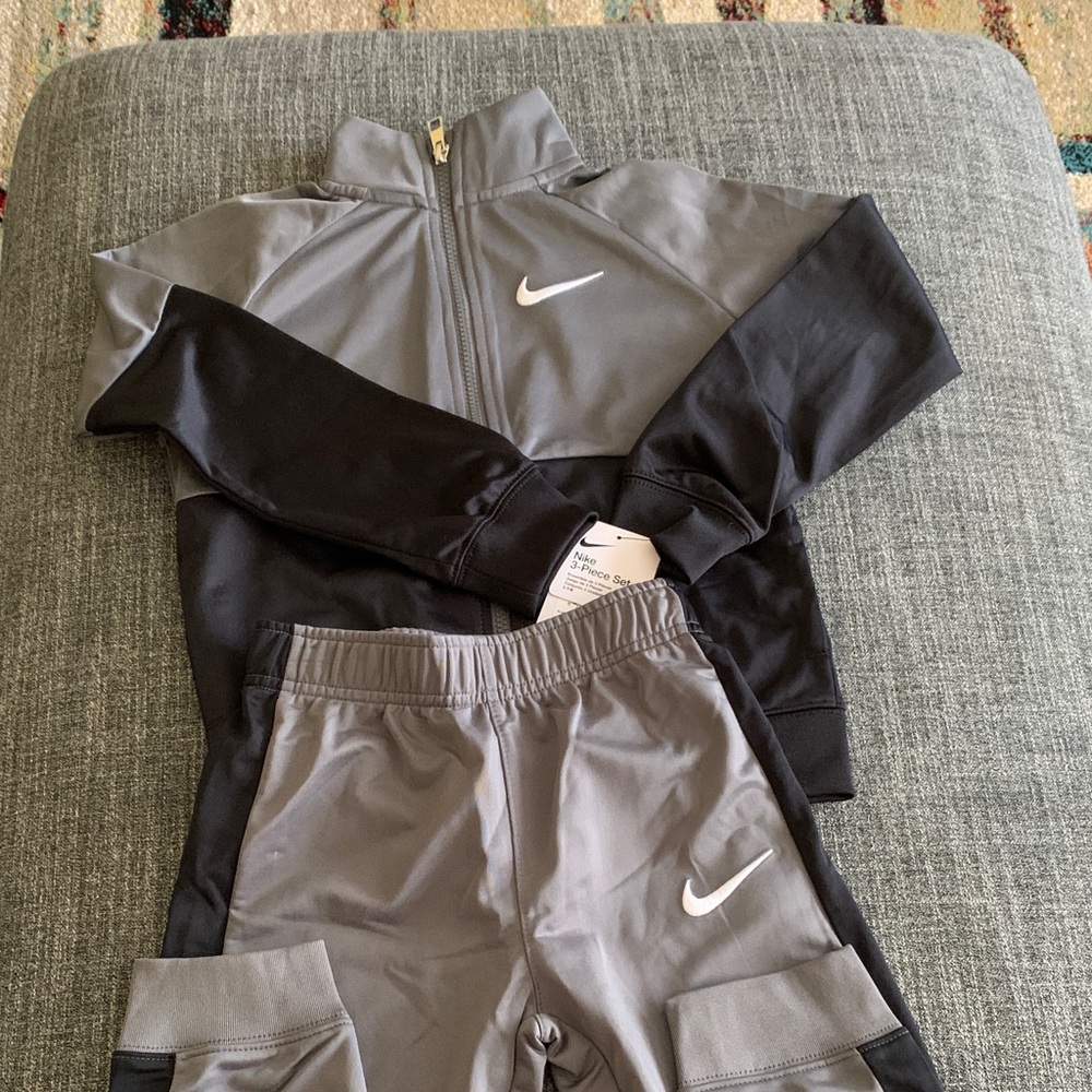 Nike Kids Gray and Black Track Set